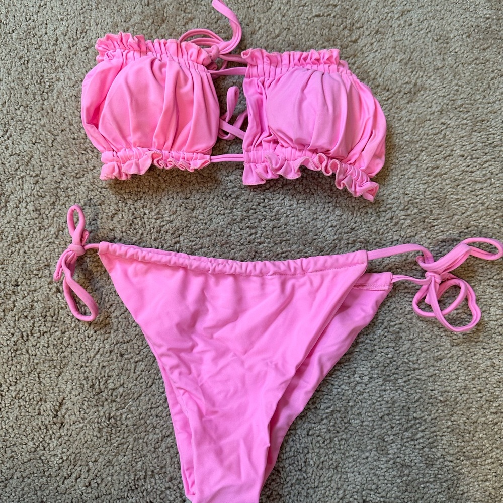 Pink Ruffled Bikini Set - Picture 1 of 2